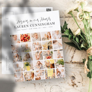 Memorial Modern Simple Minimalist 25 Photo Collage Postcard