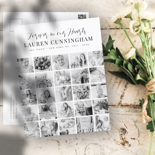 Memorial Modern Simple Minimalist 25 Photo Collage Postcard