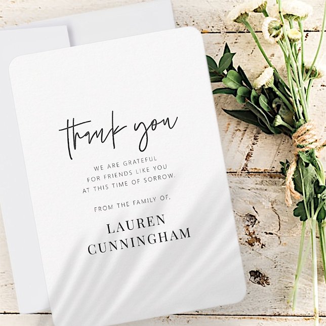 Memorial Modern Simple Minimalist Chic Thank You Card (Creator Uploaded)
