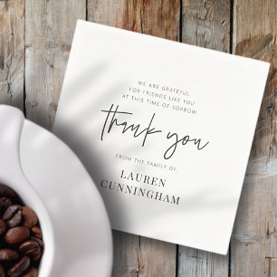 Memorial Modern Simple Minimalist Chic Thank You Napkin