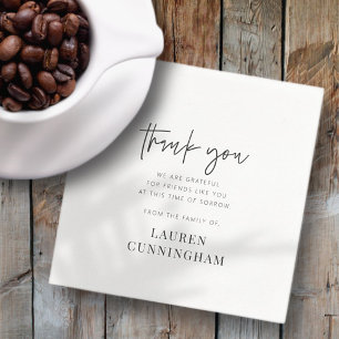 Memorial Modern Simple Minimalist Chic Thank You Napkin