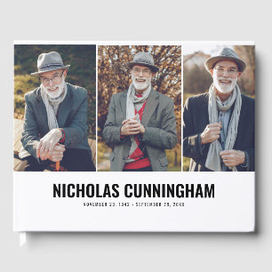 Memorial Modern Three Photo Guest Book