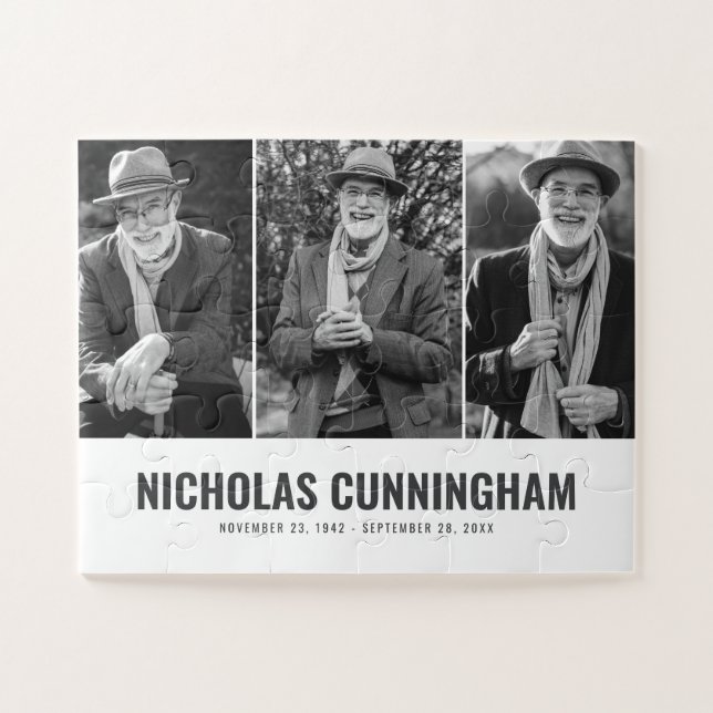 Memorial Modern Three Photo Jigsaw Puzzle (Horizontal)