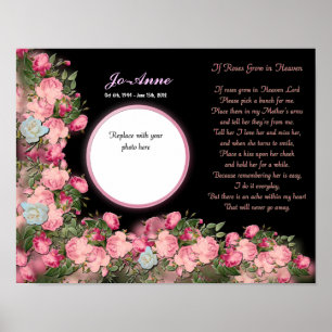 Memorial - Mother - IF Roses Grown in Heaven Poem Poster