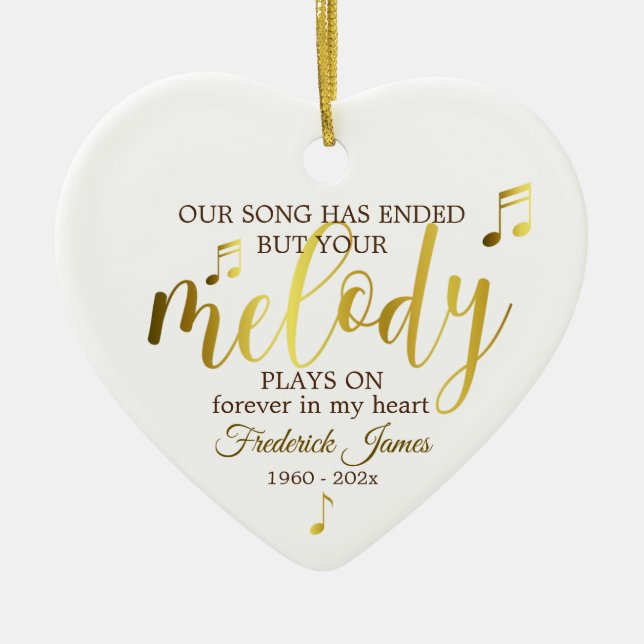 Memorial Music Quote Remembrance Keepsake Ceramic  Ornament (Front)