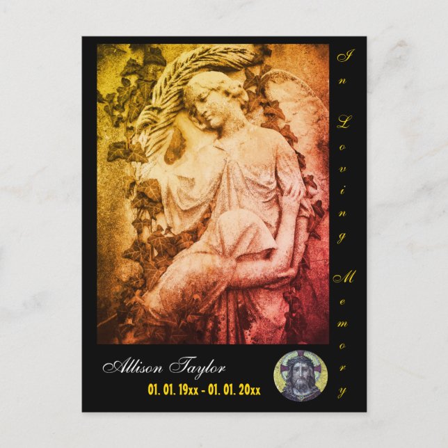 Memorial or Funeral card, personalised, Angel Postcard (Front)