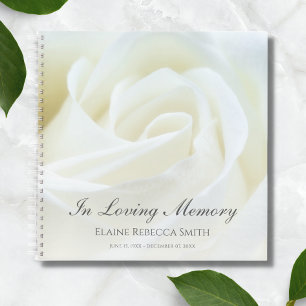 Memorial or Funeral Guest Book Floral Rose