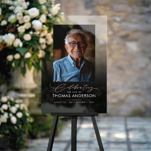 Memorial or Funeral Photo Tribute Black Faded Acrylic Sign