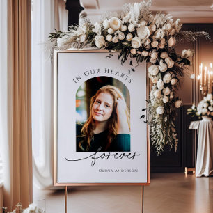 Memorial or Funeral Photo Tribute In Our Hearts  Poster