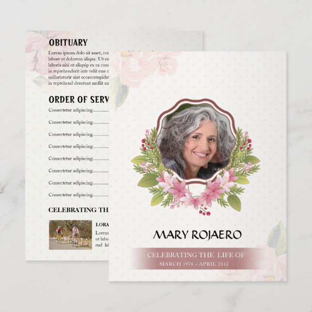 Memorial Order of Service Funeral Card (Front/Back)