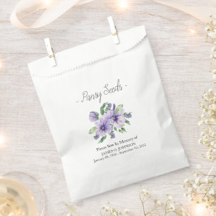 Memorial Pansy Seed Funeral  Favour Bag