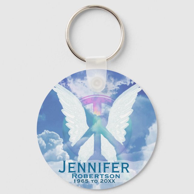 Memorial | Peace and Angel Wings Key Ring (Front)
