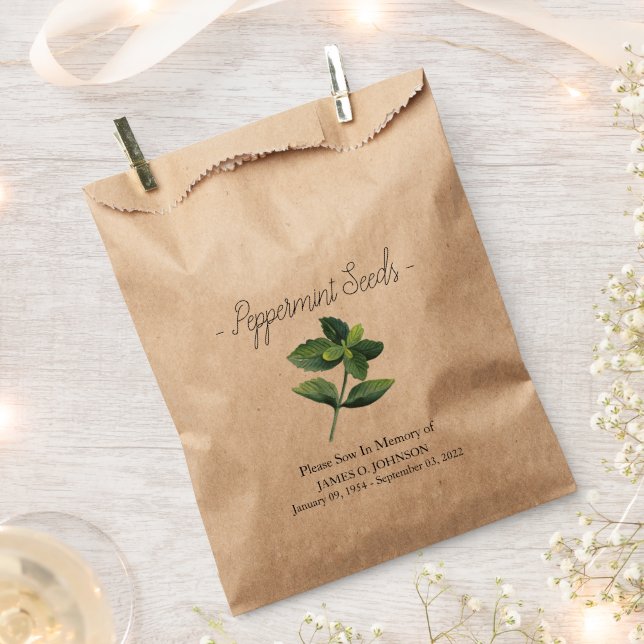 Memorial Peppermint Seed Funeral Favour Bag (Clipped)