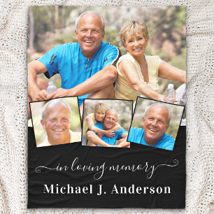 Memorial Personalised 4 Picture In Loving Memory Fleece Blanket