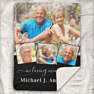Memorial Personalised 4 Picture In Loving Memory Sherpa Blanket