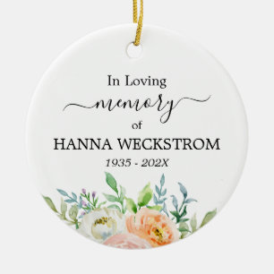 Memorial Personalized Photo Floral Ceramic Ornament