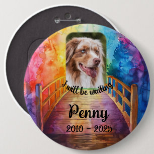 Memorial Pet Rainbow Bridge LARGE Pin Button Photo