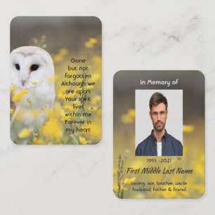 Memorial Photo Barn Owl Bird Business Card