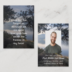Memorial Photo Beautiful Lake Mountains Trees Business Card