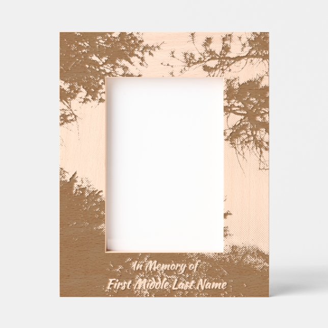 Memorial Photo  Beautiful Lake Mountains Trees Etched Frames (Front)