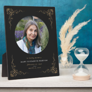Memorial Photo Black Gold Decorative Plaque
