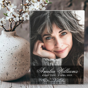 Memorial photo calligraphy script name dates block