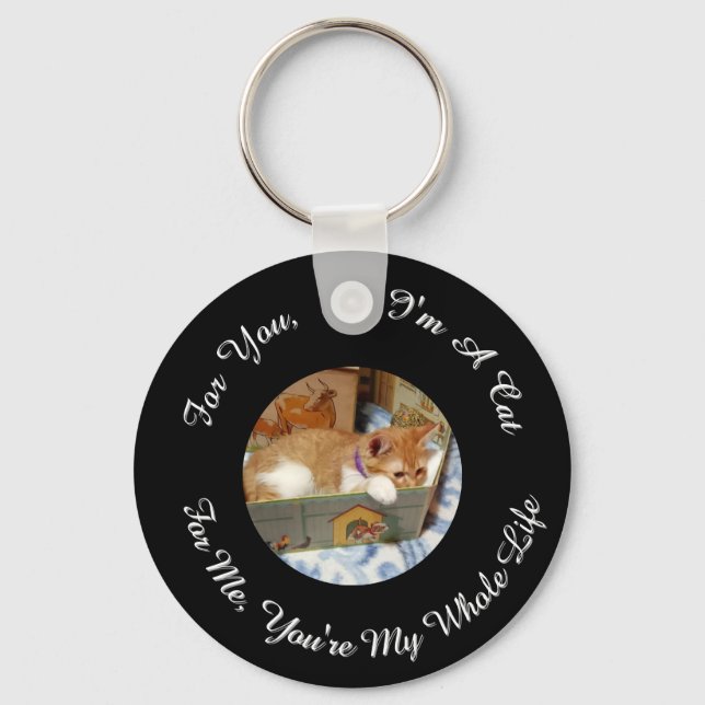 Memorial Photo Cat, Name, Text, replaceable,  Key Ring (Front)