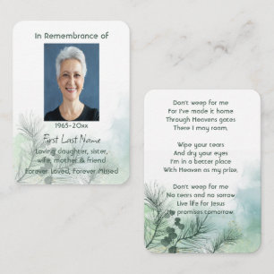 Memorial Photo Celebration of Life Keepsake Business Card