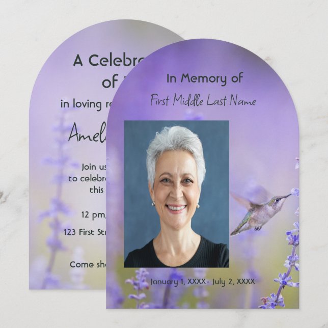 Memorial Photo Celebration of Life Keepsake  Invitation (Front/Back)