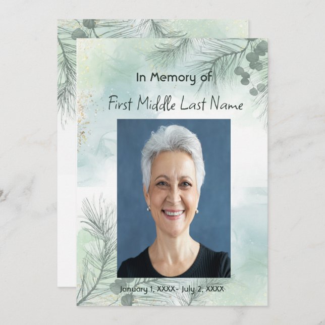 Memorial Photo Celebration of Life Keepsake  Invitation (Front/Back)