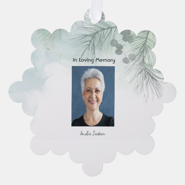 Memorial Photo Celebration of Life Keepsake  Tree Decoration Card (Front)