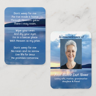 Memorial Photo Christian Lake Sunrise Nature Business Card