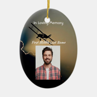 Memorial Photo Christian Pilot Aeroplane Flying  Ceramic Ornament