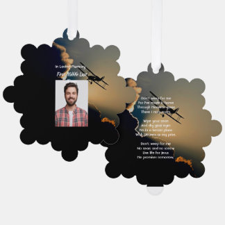 Memorial Photo Christian Pilot Aeroplane Flying  Tree Decoration Card