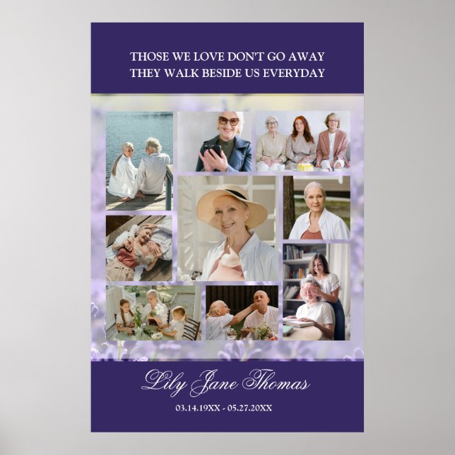 Memorial Photo Collage Funeral Sympathy Poster (Front)