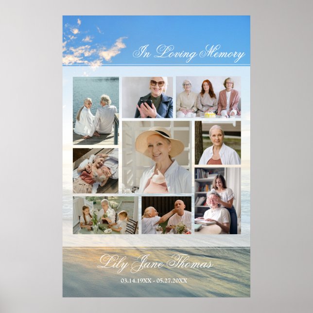 Memorial Photo Collage Funeral Sympathy Poster (Front)
