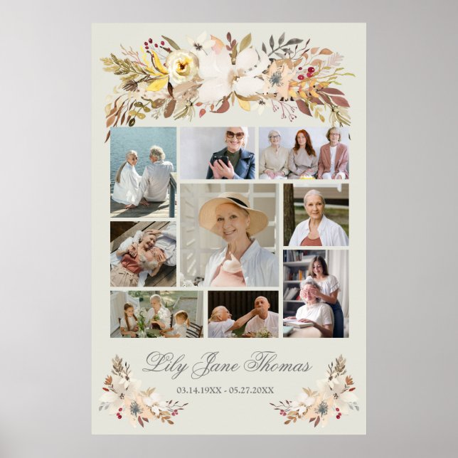 Memorial Photo Collage Funeral Sympathy Poster (Front)