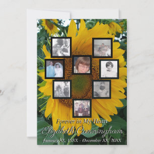 Memorial Photo Collage Heart on Sunflower Photo  Invitation