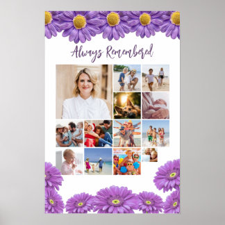 Memorial Photo Collage Purple Gerberas Poster