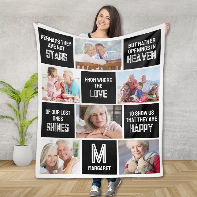 Memorial Photo Collage Quote Fleece Blanket (Creator Uploaded)