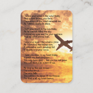 Memorial Photo Custom Commercial Pilot Business Card