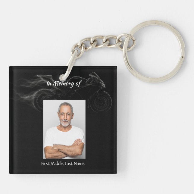 Memorial Photo Custom  Motorcycle Biker  Key Ring (Back)