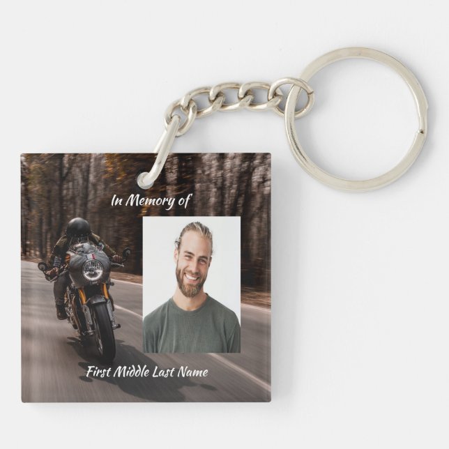  Memorial Photo Custom Motorcycle Biker  Key Ring (Back)
