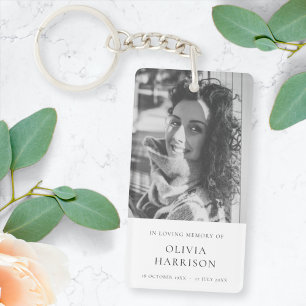 Memorial Photo Elegant Classic In Loving Memory Key Ring