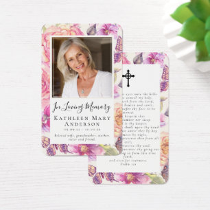 Memorial Photo Floral Funeral Prayer Card