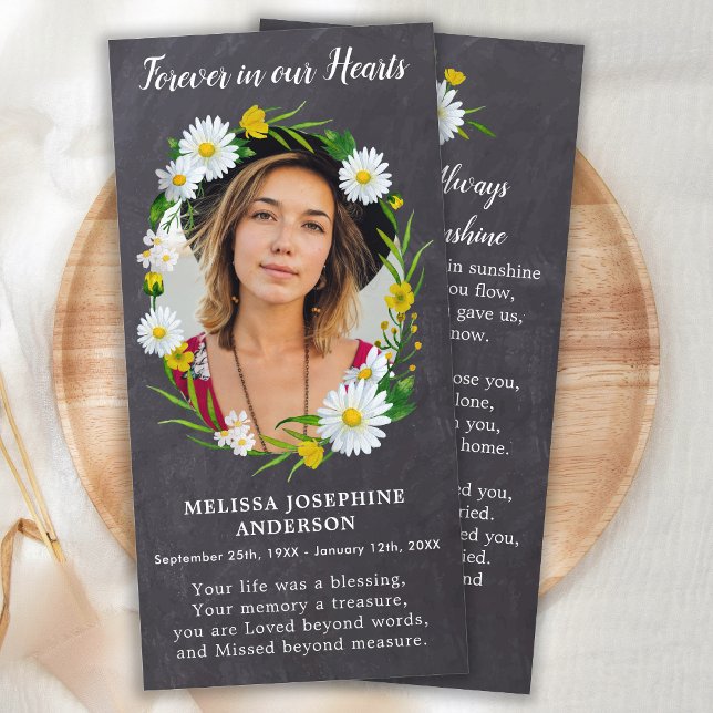 Memorial Photo Floral Funeral Prayer Card Bookmark (Creator Uploaded)