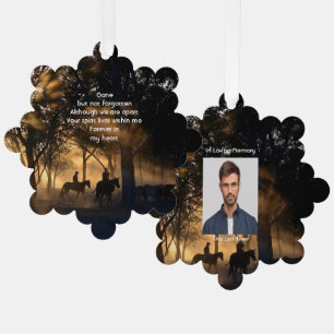  Memorial Photo Forest Trail Walk Horses Tree Decoration Card