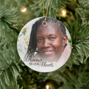 Memorial Photo Forever In Our Hearts Mother Ceramic Ornament