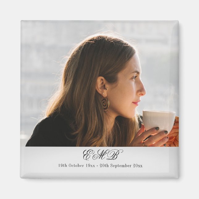 Memorial Photo Funeral Monogram Magnet (Front)