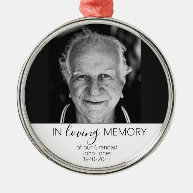 Memorial Photo Gift Christmas, In Loving memory Me Metal Ornament (Front)